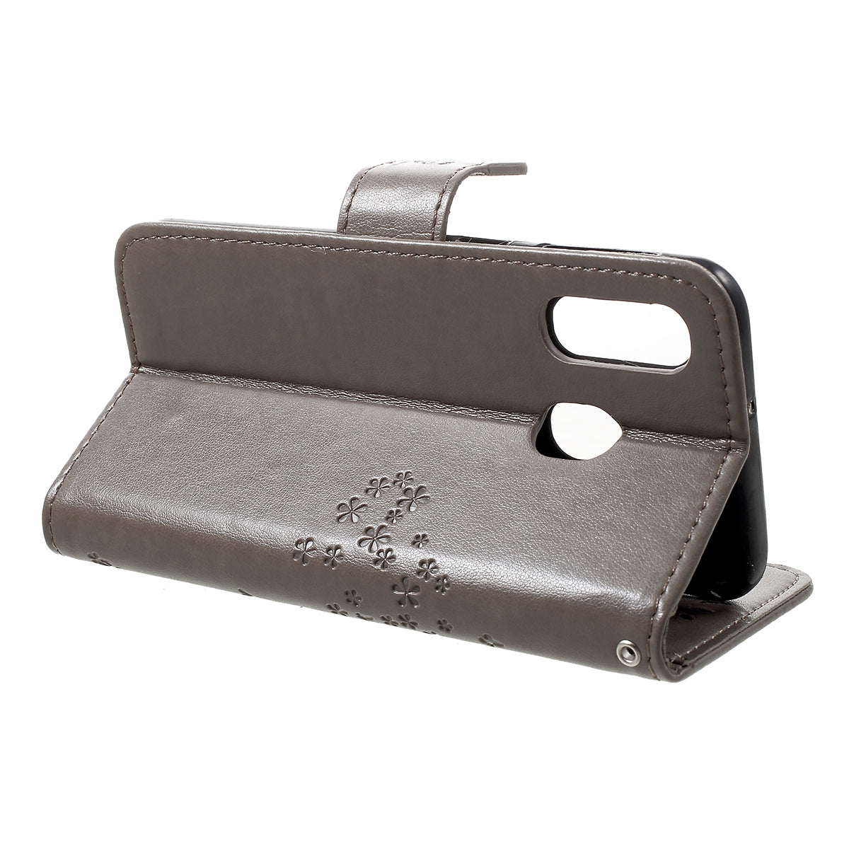 Imprint Tree Owl Leather Wallet Case for Samsung Galaxy A40