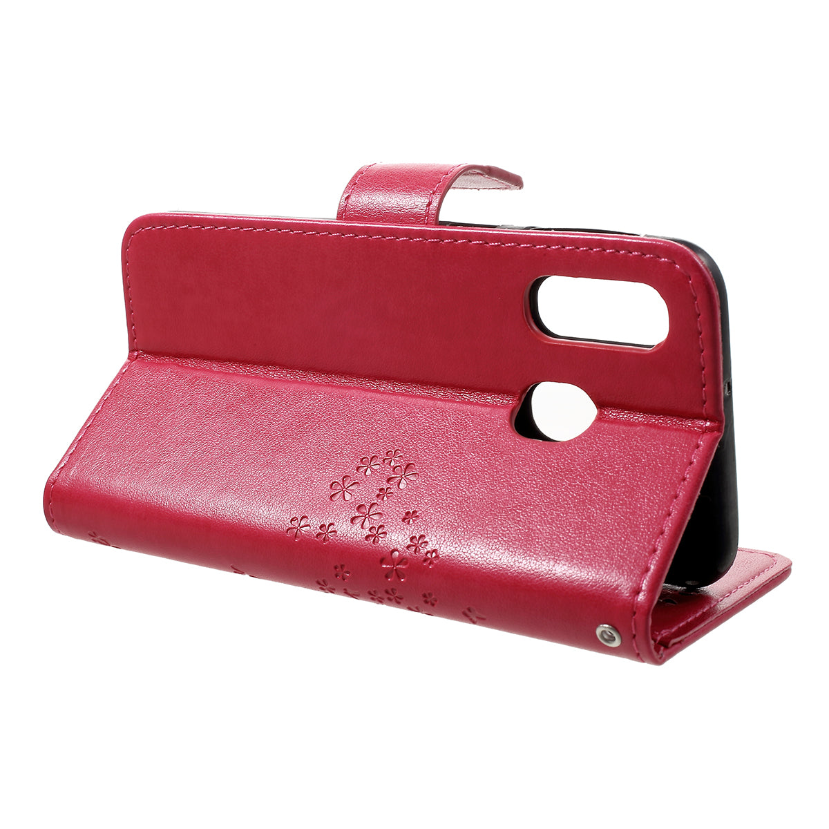 Imprint Tree Owl Leather Wallet Case for Samsung Galaxy A40