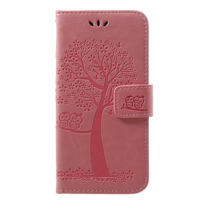Imprint Tree Owl Leather Wallet Case for Samsung Galaxy A40