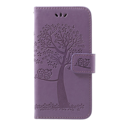Imprint Tree Owl Leather Wallet Case for Samsung Galaxy A40