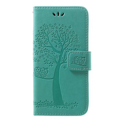 Imprint Tree Owl Leather Wallet Case for Samsung Galaxy A40