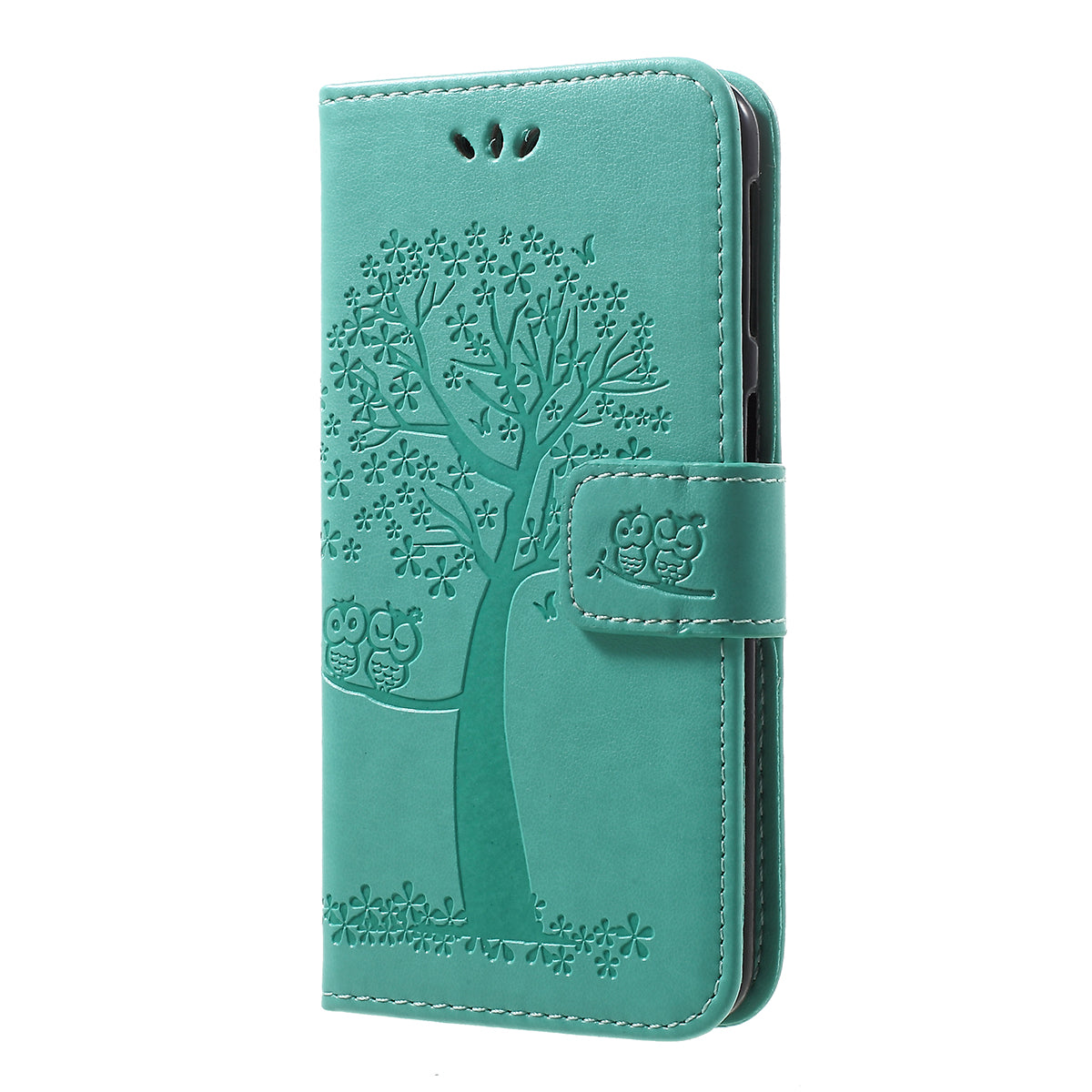 Imprint Tree Owl Leather Wallet Case for Samsung Galaxy A40