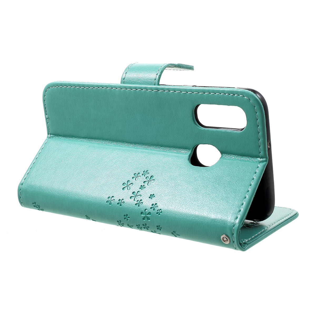 Imprint Tree Owl Leather Wallet Case for Samsung Galaxy A40