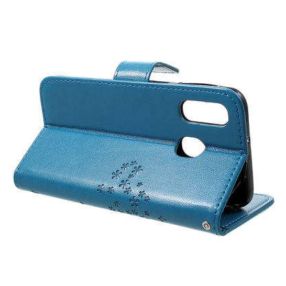 Imprint Tree Owl Leather Wallet Case for Samsung Galaxy A40