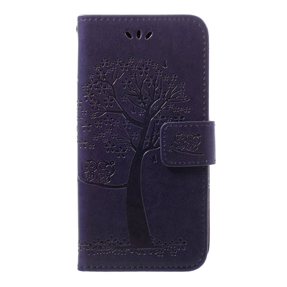 Imprint Tree Owl Leather Wallet Case for Samsung Galaxy A40