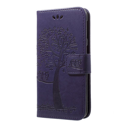 Imprint Tree Owl Leather Wallet Case for Samsung Galaxy A40