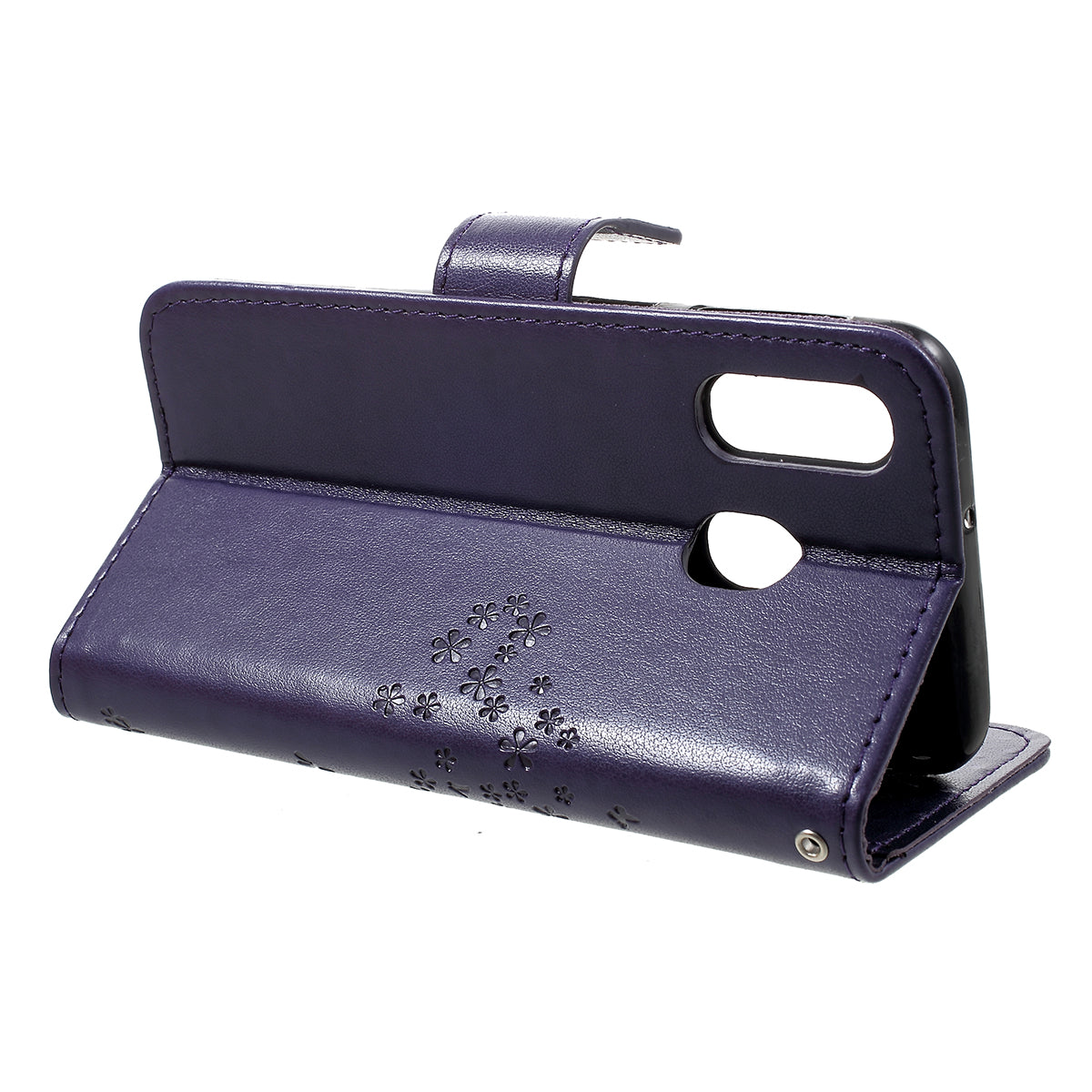 Imprint Tree Owl Leather Wallet Case for Samsung Galaxy A40