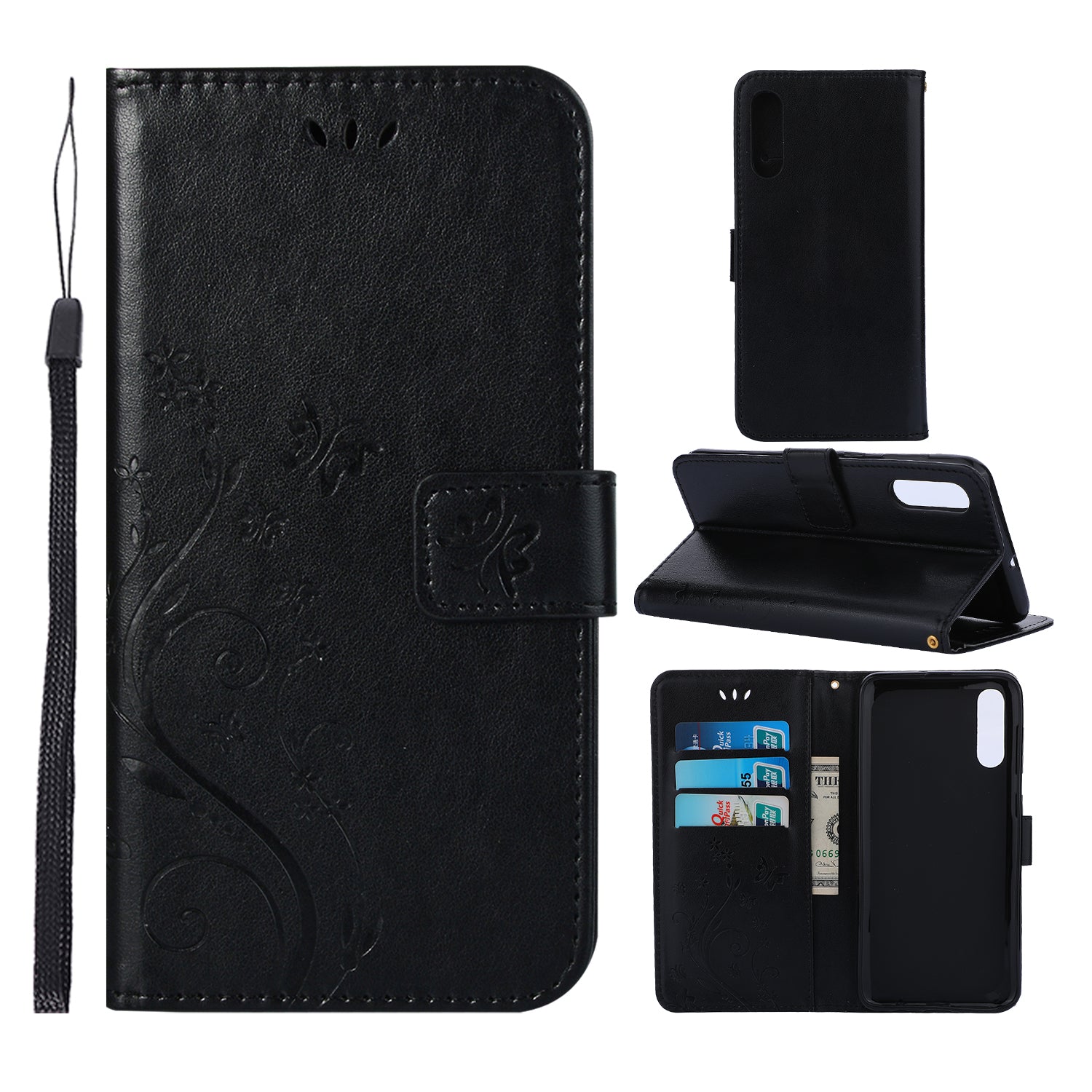 Imprint Butterfly Flower Leather Wallet Case for Samsung Galaxy A50 / A50s / A30s