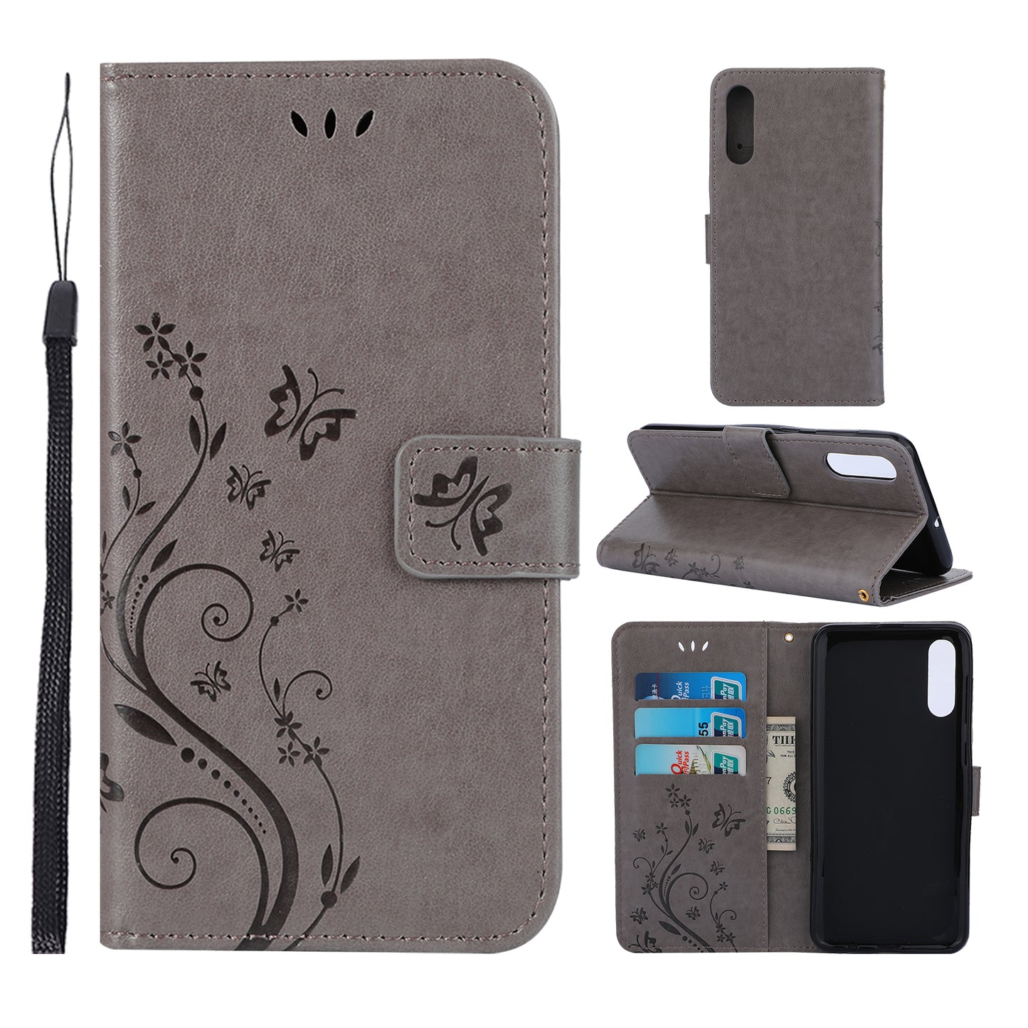 Imprint Butterfly Flower Leather Wallet Case for Samsung Galaxy A50 / A50s / A30s