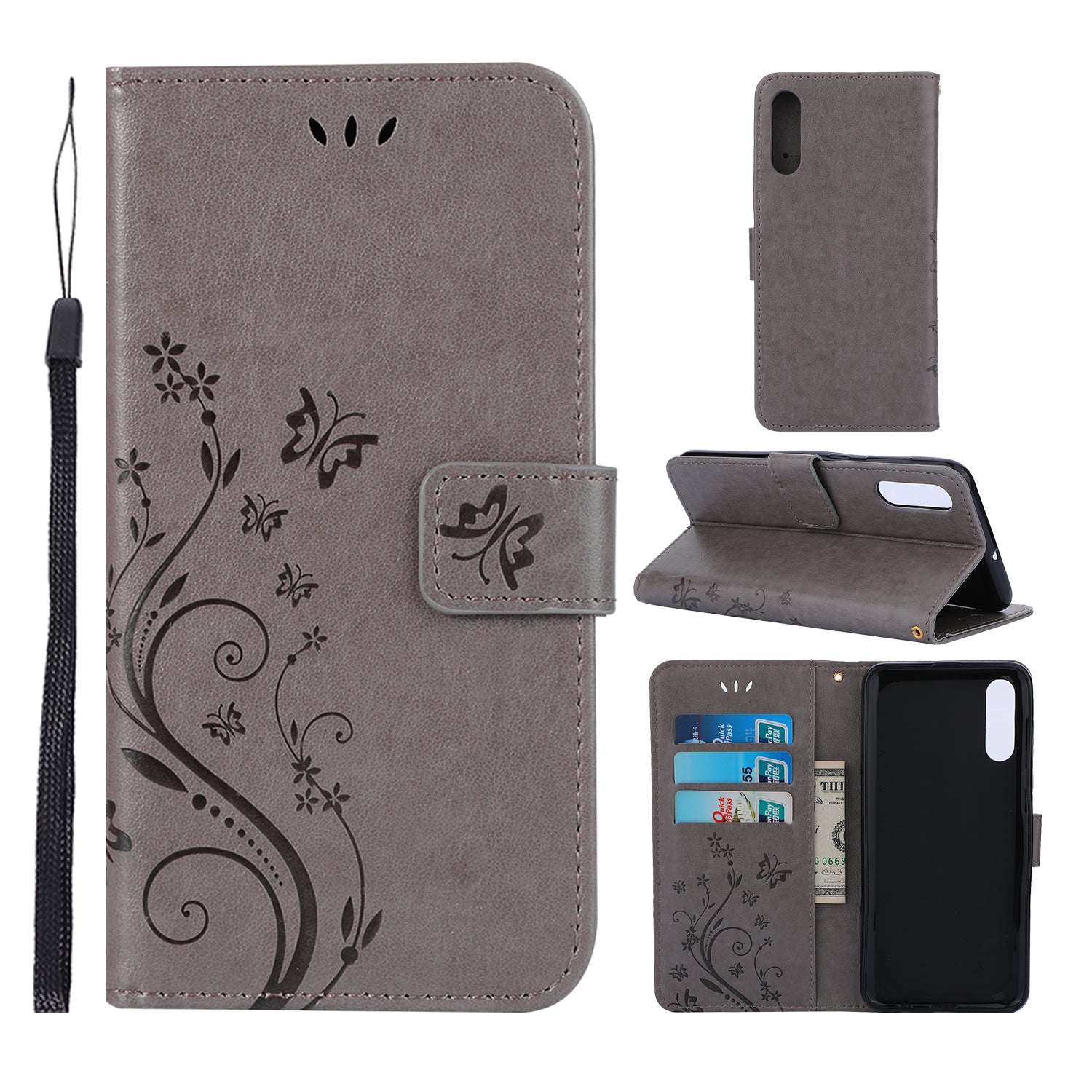 Imprint Butterfly Flower Leather Wallet Case for Samsung Galaxy A50 / A50s / A30s