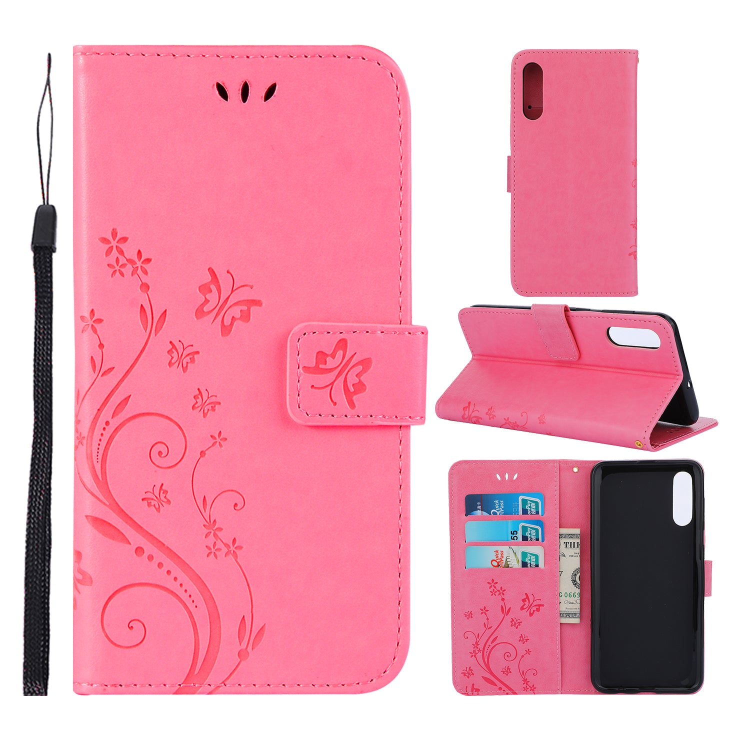 Imprint Butterfly Flower Leather Wallet Case for Samsung Galaxy A50 / A50s / A30s
