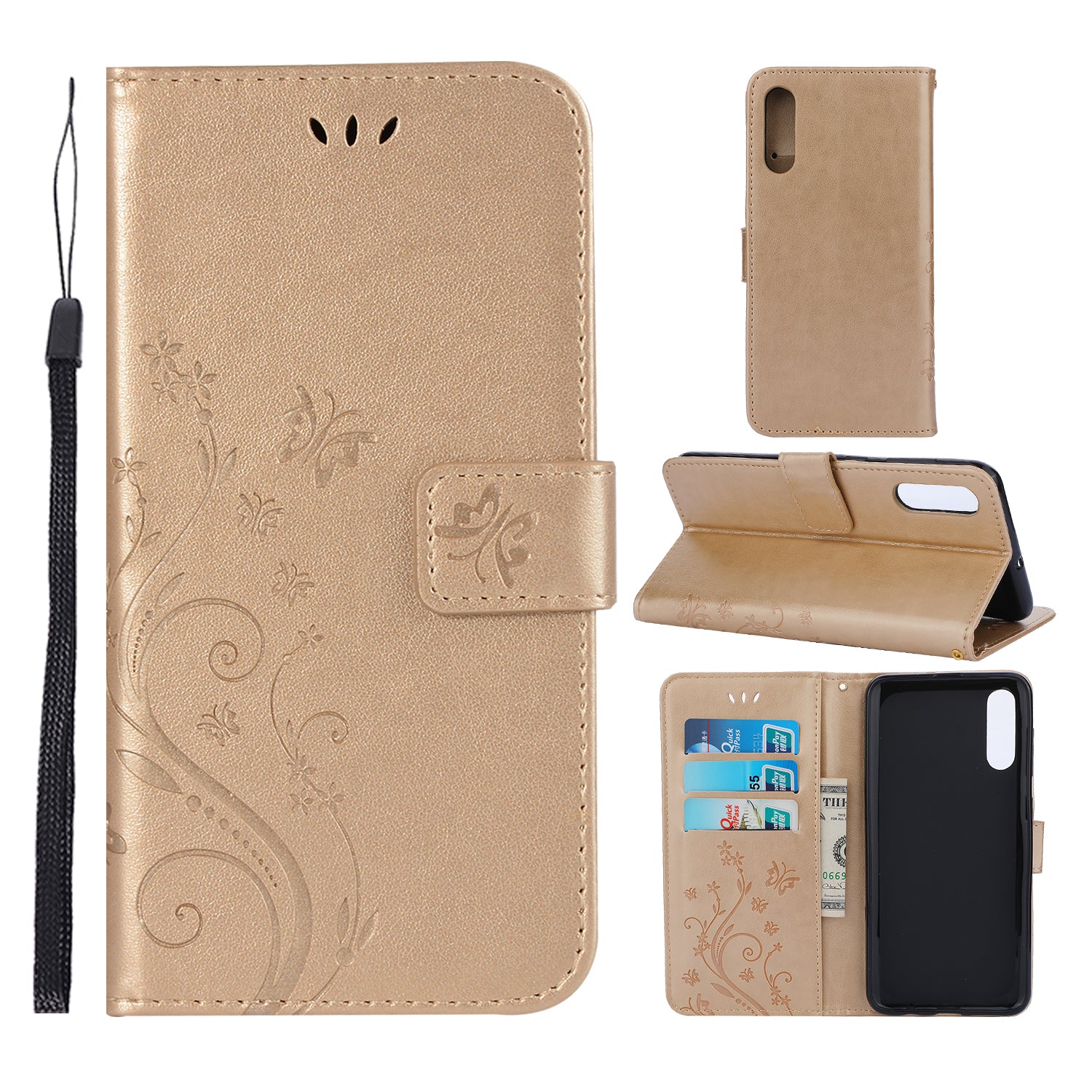 Imprint Butterfly Flower Leather Wallet Case for Samsung Galaxy A50 / A50s / A30s
