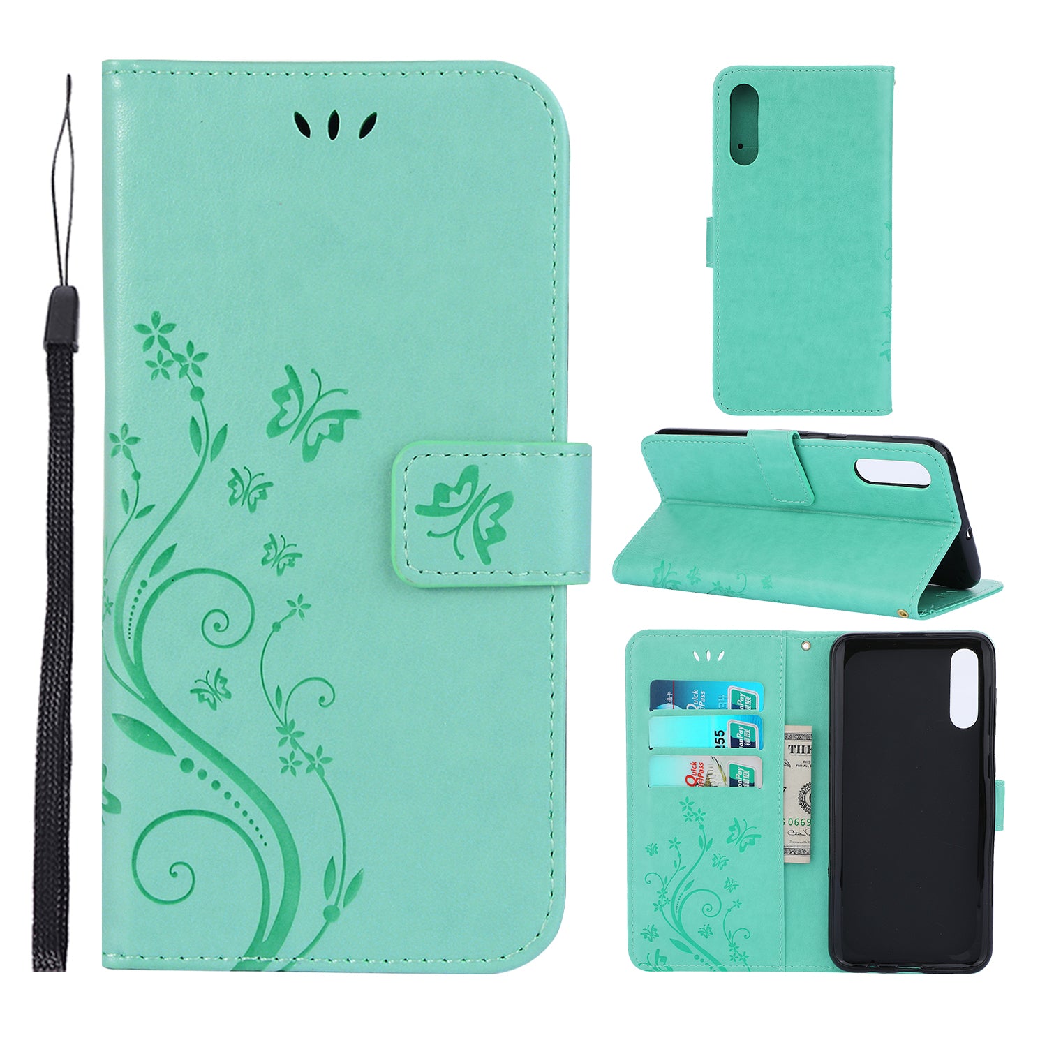 Imprint Butterfly Flower Leather Wallet Case for Samsung Galaxy A50 / A50s / A30s