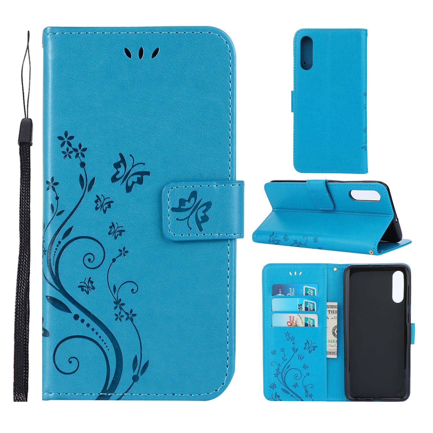 Imprint Butterfly Flower Leather Wallet Case for Samsung Galaxy A50 / A50s / A30s