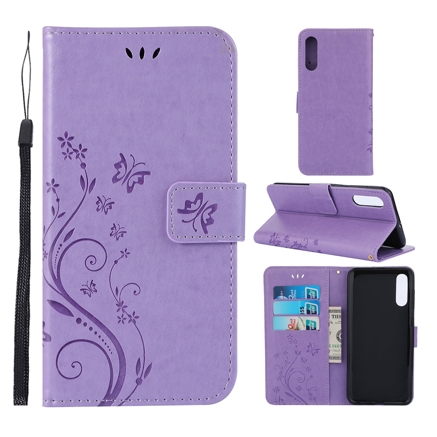 Imprint Butterfly Flower Leather Wallet Case for Samsung Galaxy A50 / A50s / A30s