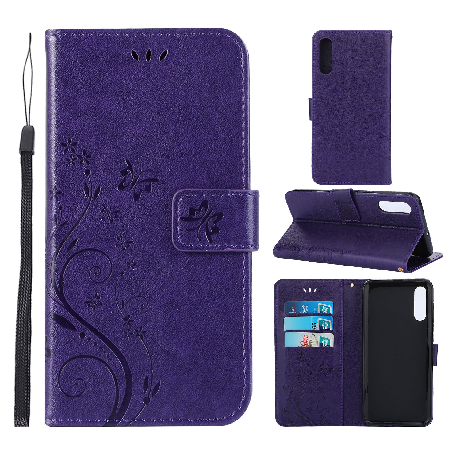 Imprint Butterfly Flower Leather Wallet Case for Samsung Galaxy A50 / A50s / A30s