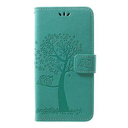 Imprint Tree Owl Leather Cover with Wallet Stand for Samsung Galaxy A30/A20