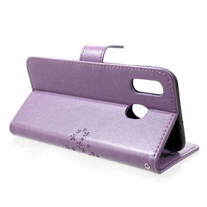 Imprint Tree Owl Leather Cover with Wallet Stand for Samsung Galaxy A30/A20