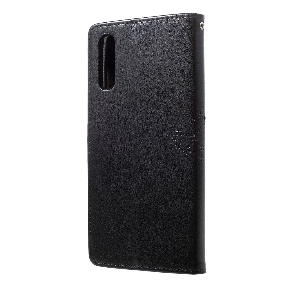 For Samsung Galaxy A70 Imprint Tree Owl Leather Wallet Stand Mobile Cover