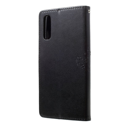 For Samsung Galaxy A70 Imprint Tree Owl Leather Wallet Stand Mobile Cover