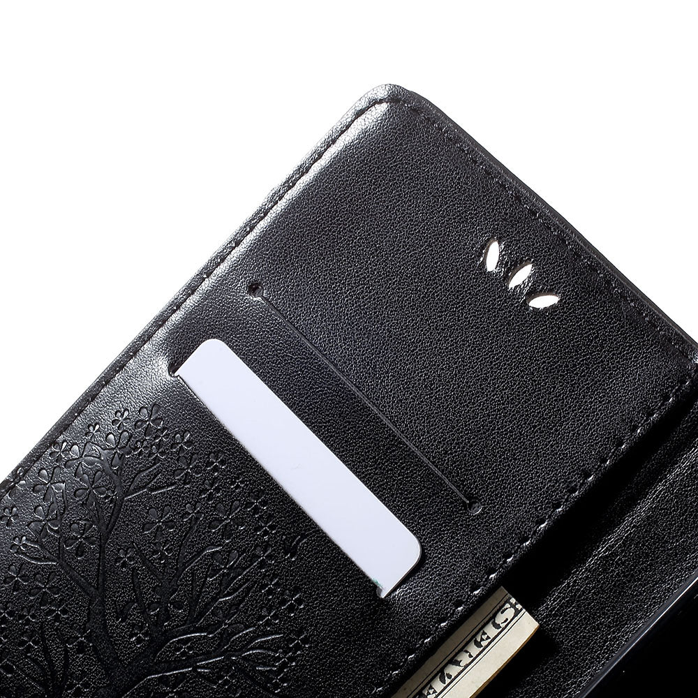 For Samsung Galaxy A70 Imprint Tree Owl Leather Wallet Stand Mobile Cover