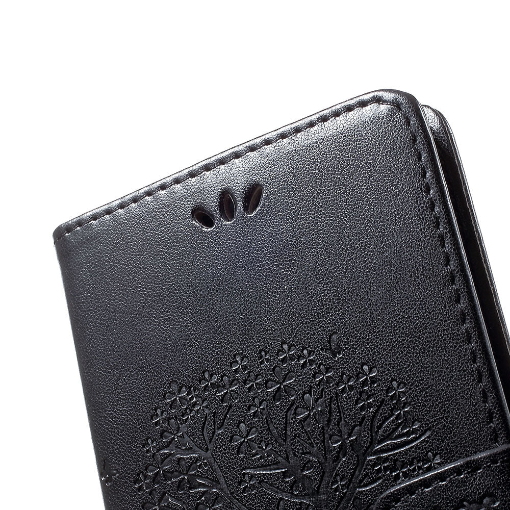 For Samsung Galaxy A70 Imprint Tree Owl Leather Wallet Stand Mobile Cover