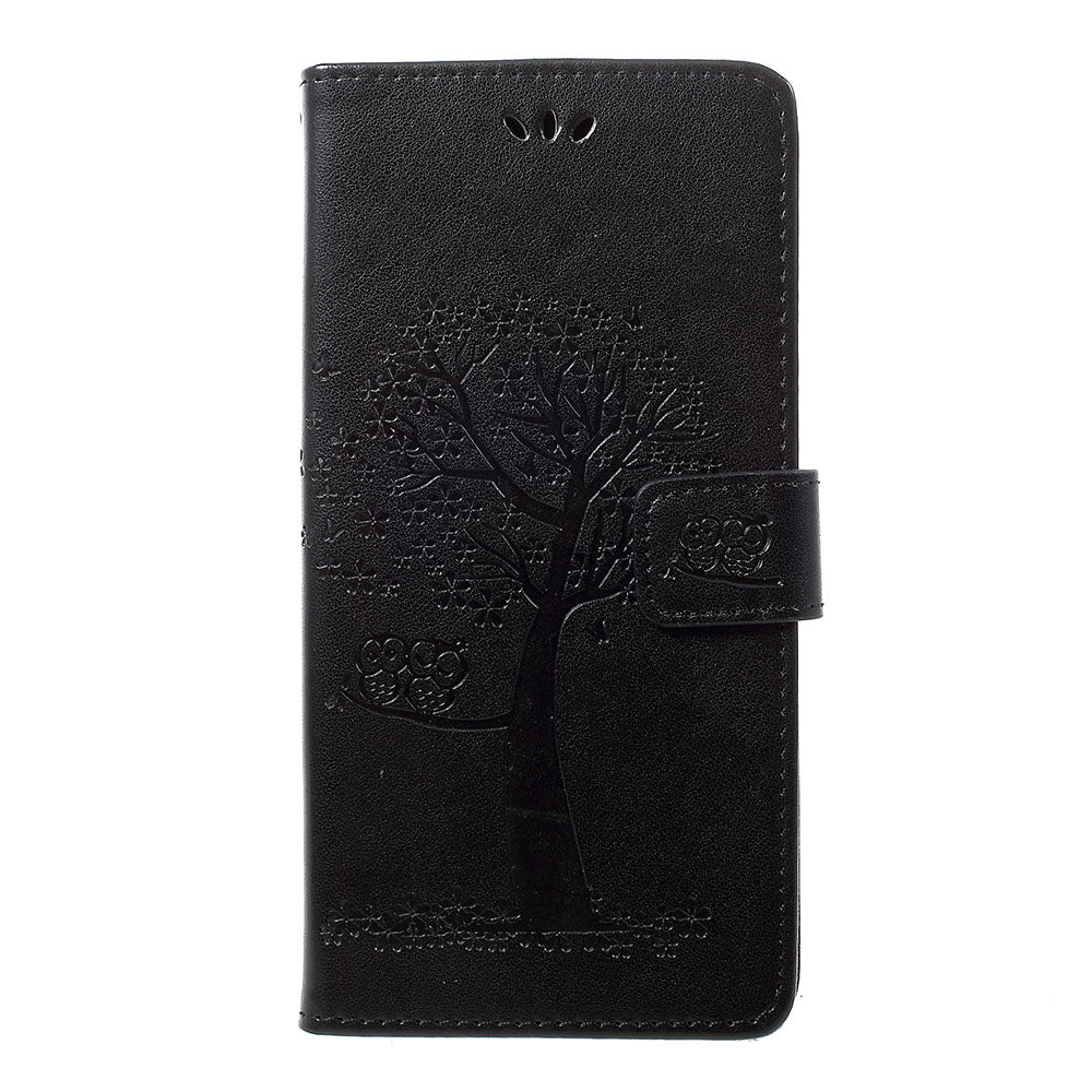 For Samsung Galaxy A70 Imprint Tree Owl Leather Wallet Stand Mobile Cover