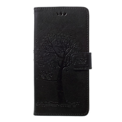 For Samsung Galaxy A70 Imprint Tree Owl Leather Wallet Stand Mobile Cover