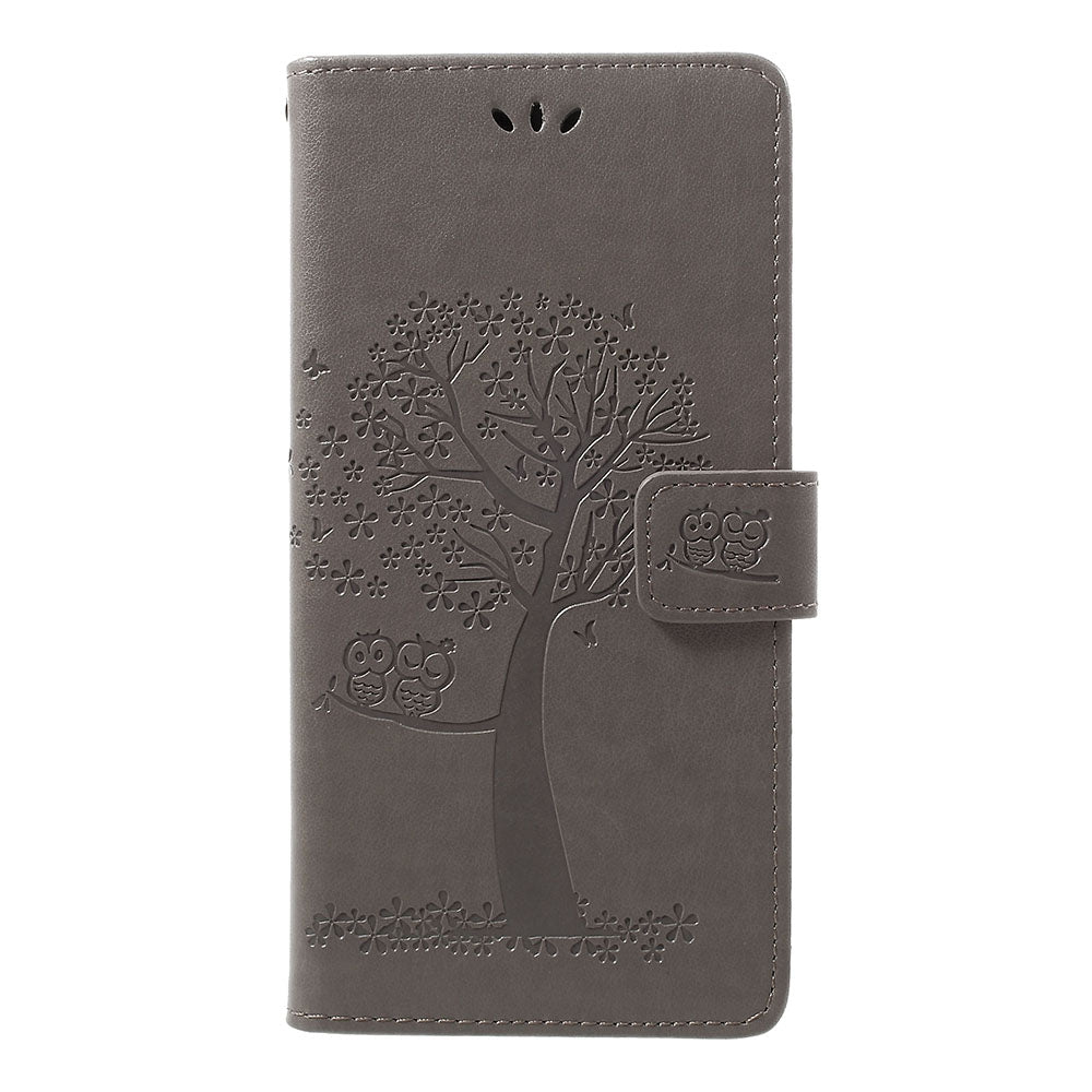 For Samsung Galaxy A70 Imprint Tree Owl Leather Wallet Stand Mobile Cover