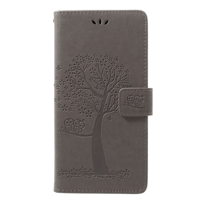 For Samsung Galaxy A70 Imprint Tree Owl Leather Wallet Stand Mobile Cover