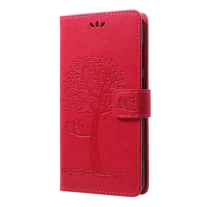 For Samsung Galaxy A70 Imprint Tree Owl Leather Wallet Stand Mobile Cover