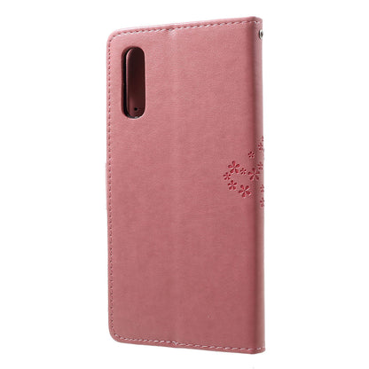 For Samsung Galaxy A70 Imprint Tree Owl Leather Wallet Stand Mobile Cover