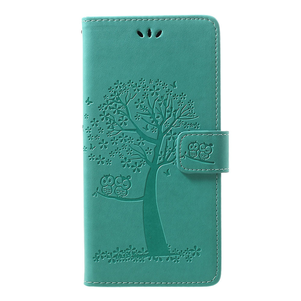 For Samsung Galaxy A70 Imprint Tree Owl Leather Wallet Stand Mobile Cover