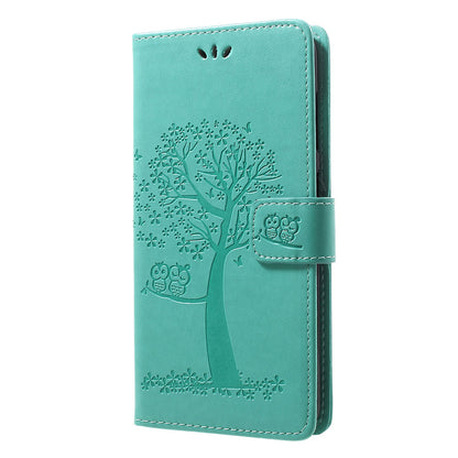 For Samsung Galaxy A70 Imprint Tree Owl Leather Wallet Stand Mobile Cover