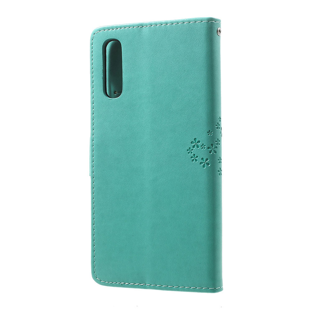For Samsung Galaxy A70 Imprint Tree Owl Leather Wallet Stand Mobile Cover