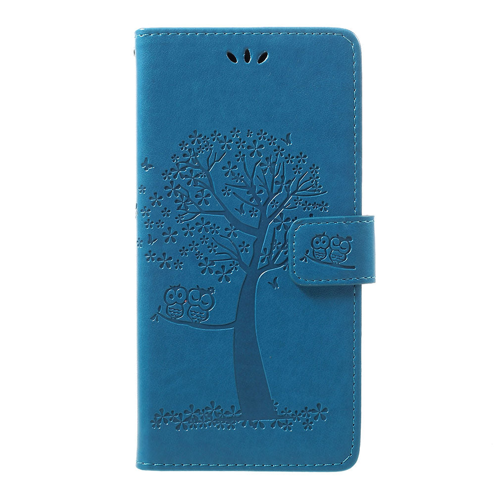 For Samsung Galaxy A70 Imprint Tree Owl Leather Wallet Stand Mobile Cover