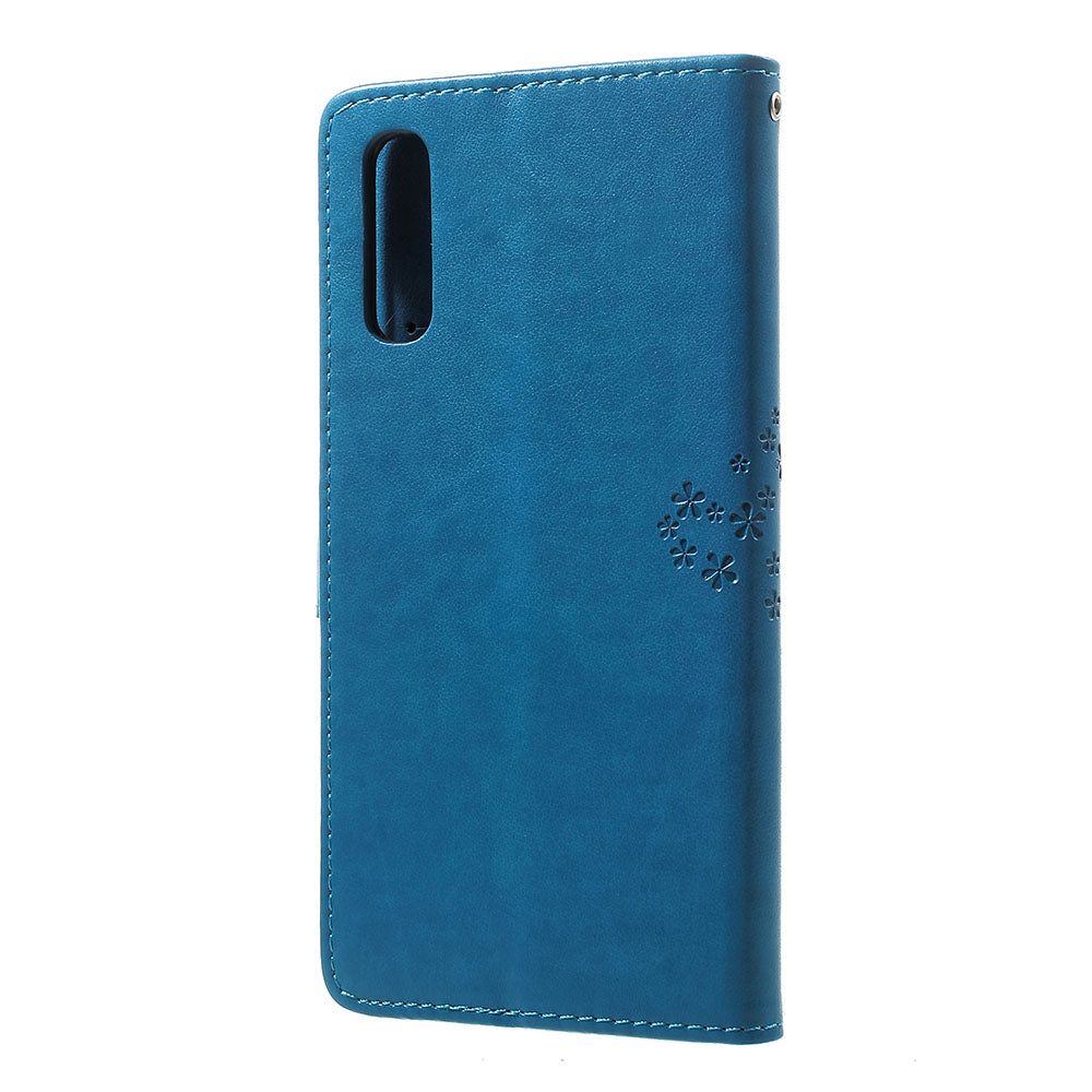 For Samsung Galaxy A70 Imprint Tree Owl Leather Wallet Stand Mobile Cover