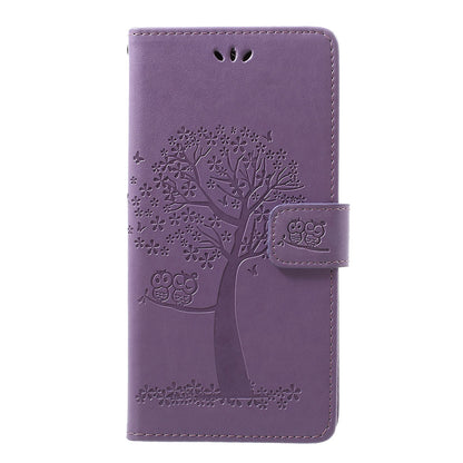 For Samsung Galaxy A70 Imprint Tree Owl Leather Wallet Stand Mobile Cover