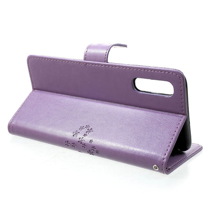 For Samsung Galaxy A70 Imprint Tree Owl Leather Wallet Stand Mobile Cover