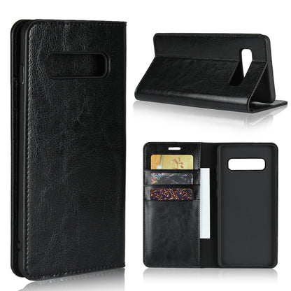 Crazy Horse Wallet Stand Genuine Leather Case for Samsung Galaxy S10 Plus