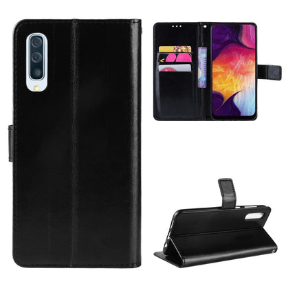 Crazy Horse Leather Wallet Stand Phone Cover with Strap for Samsung Galaxy A50 / A50s / A30s
