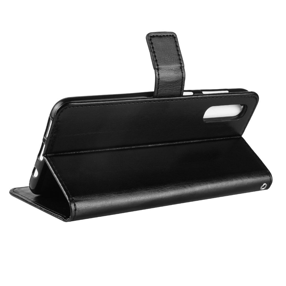 Crazy Horse Leather Wallet Stand Phone Cover with Strap for Samsung Galaxy A50 / A50s / A30s