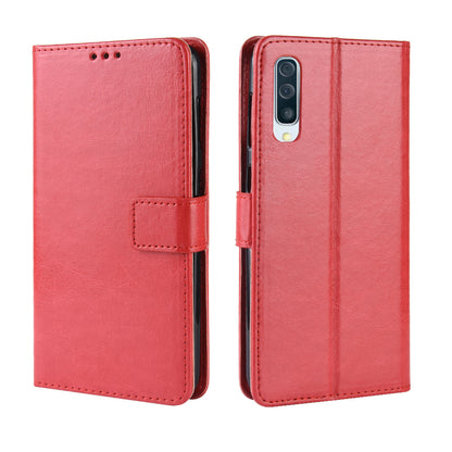 Crazy Horse Leather Wallet Stand Phone Cover with Strap for Samsung Galaxy A50 / A50s / A30s
