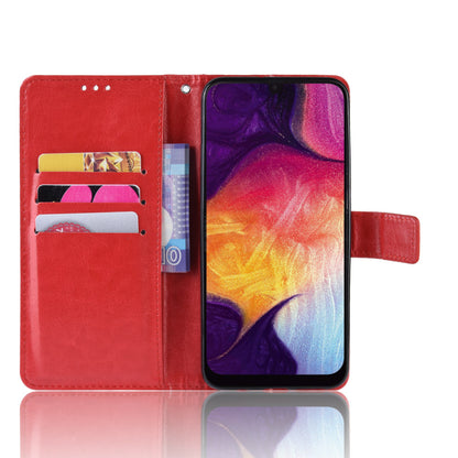 Crazy Horse Leather Wallet Stand Phone Cover with Strap for Samsung Galaxy A50 / A50s / A30s