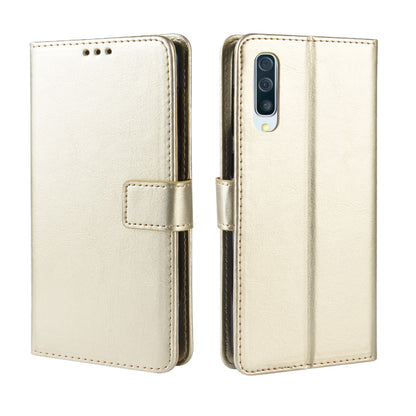 Crazy Horse Leather Wallet Stand Phone Cover with Strap for Samsung Galaxy A50 / A50s / A30s