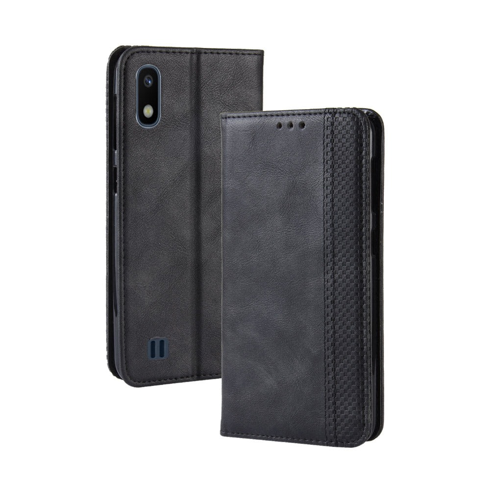 Vintage Style PU Leather Flip Cover Case for Samsung Galaxy A10