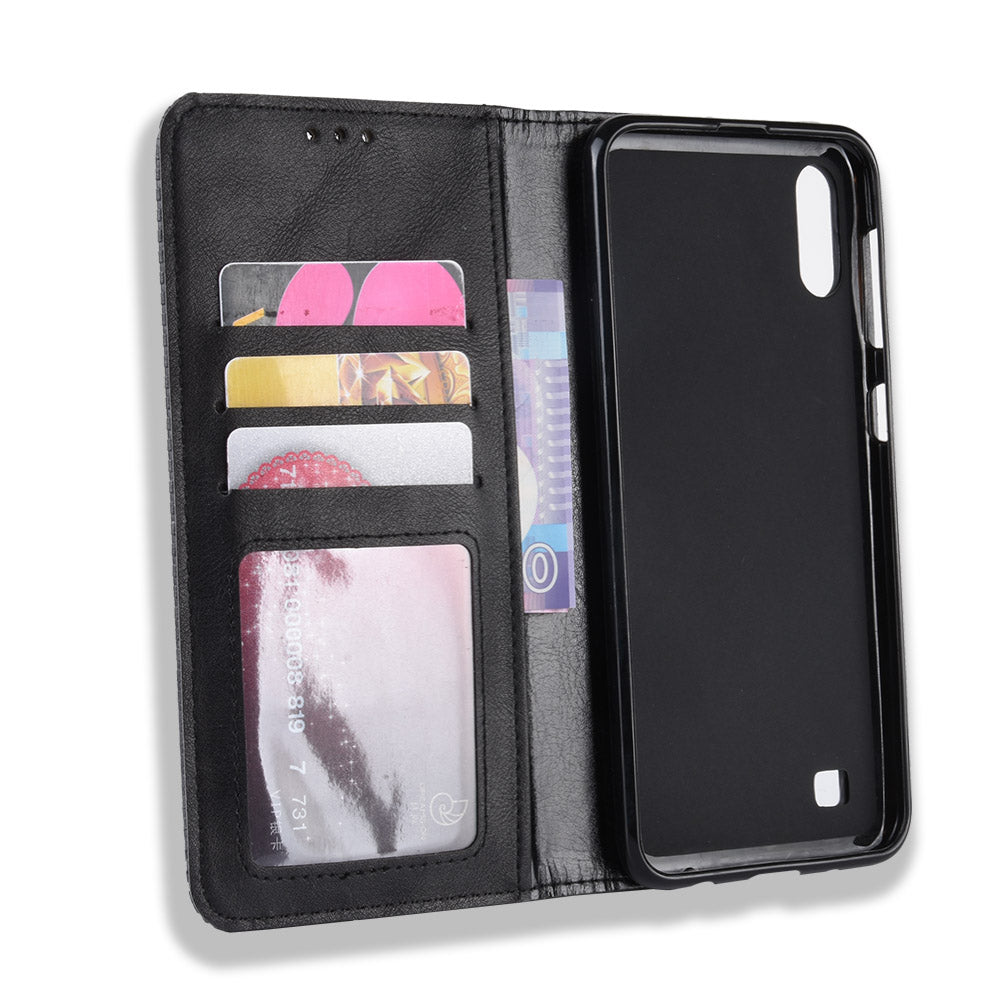 Vintage Style PU Leather Flip Cover Case for Samsung Galaxy A10