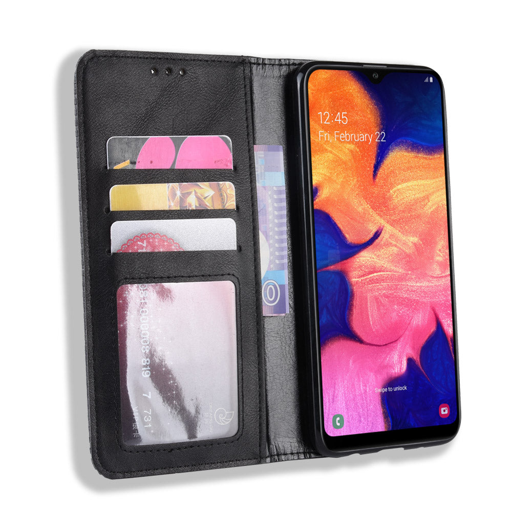 Vintage Style PU Leather Flip Cover Case for Samsung Galaxy A10
