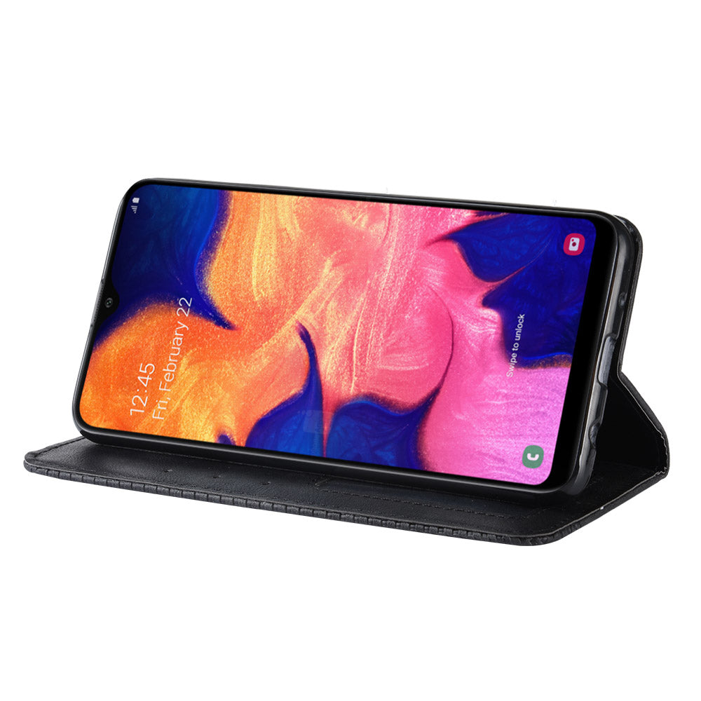 Vintage Style PU Leather Flip Cover Case for Samsung Galaxy A10