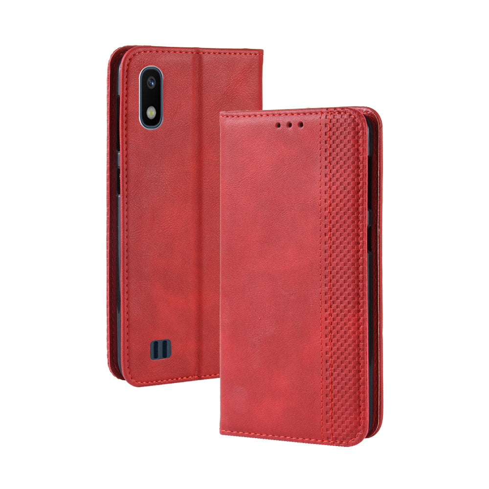 Vintage Style PU Leather Flip Cover Case for Samsung Galaxy A10